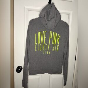 Victoria’s Secret Pink Hoodie Full Zip Sweatshirt Jacket Gray VTG size large